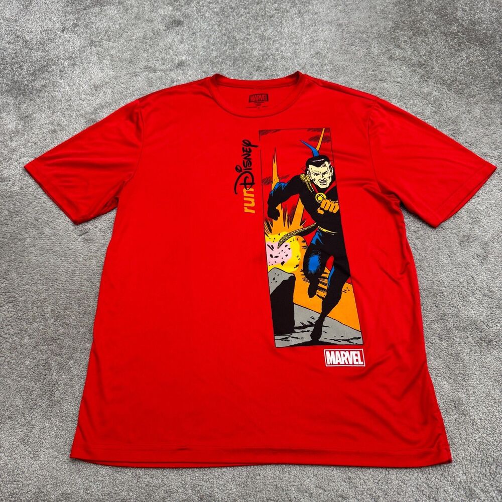 Marvel runDisney Doctor Strange Running T-Shirt Mens XL Short Sleeve Red Tee